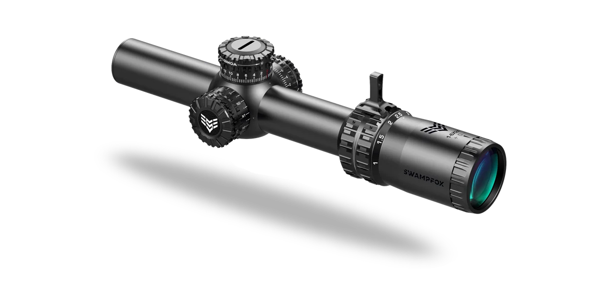 Swampfox Arrowhead LPVO Series Rifle Scope - 1-8x24 30mm SFP Red Guerrilla Dot BDC Long - Black