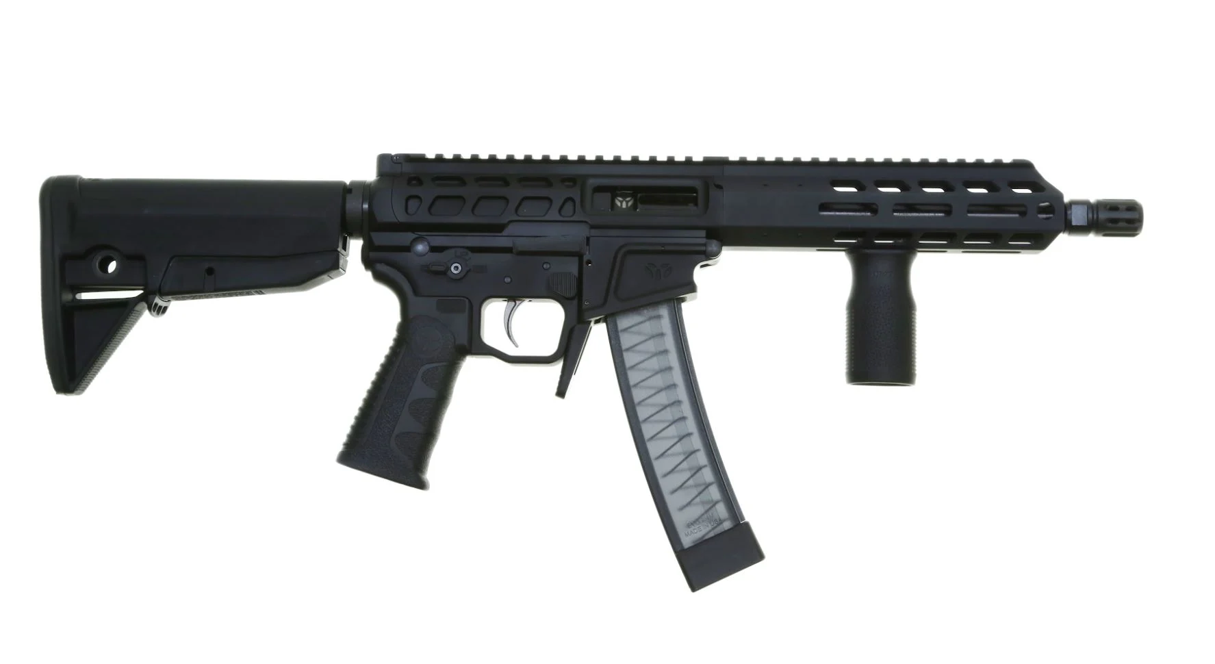 Wraithworks WARSCORP9 Side-charging AR SBR – Black | 9mm | 8.5″ Barrel | 7″ M-LOK Rail | Accepts Scorpion Mags | BCM Stock